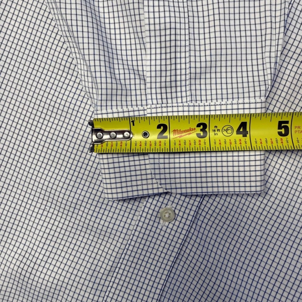 Brooks Brothers 346 Mens 17.5 6/7 Blue White Check Non-Iron Cotton Dress Shirt - Picture 6 of 13